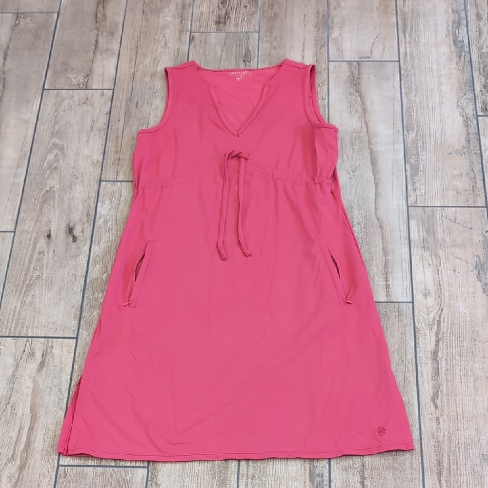 Athleta Salmon Pink Tie Front Sleeveless Sundress